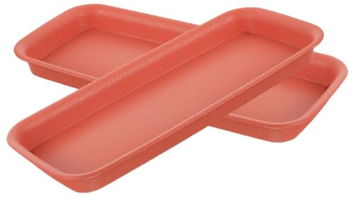 OSALADI 2 Bandejas Rectangulares para Macetas de Interior Plástico Resistente Color Ladrillo Reutilizables Antidesbordamiento para Plantas y Bonsáis Ideales para Proteger Superficies