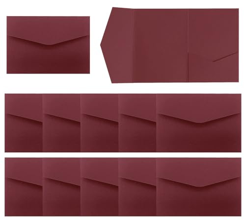 WYAN 12 pezzi Buste Matrimonio, Busta Tascabile per Inviti di Nozze, Biglietti per Matrimonio, Biglietto Pieghevole per Matrimonioes per annunci, inviti di nozze, biglietti di augur(Borgogna)