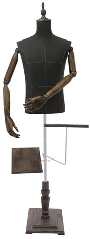 Manichino da sarto, maschio, manichino, 135 – 180 cm, altezza regolabile, corpo torso da uomo, manichino con ripiano per pantaloni + portascarpe per esporre e cucire