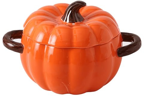 maceta de cerámica, Mini fuente for hornear, lindo tazón de calabaza, for parrilla, estufa, guisar, inducción(Orange)