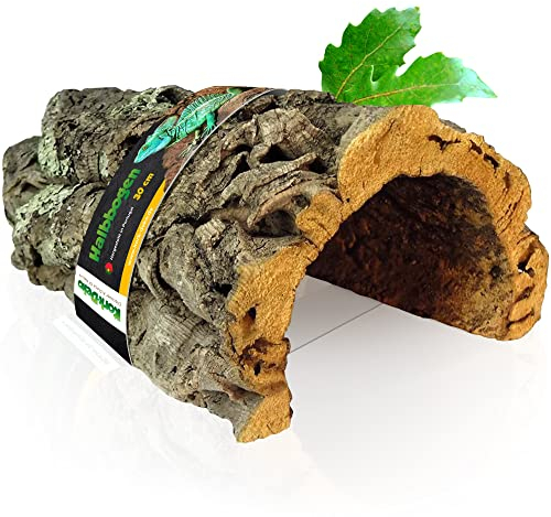 Korktunnel 30 cm – Korkhöhle (Halbbogen) aus Naturkorkrinde, unten offen mit Innenhöhe bis 11 cm, gereinigt und desinfiziert, ideal als Unterschlupf für Nager, Reptilien, Vögel und Terrarium