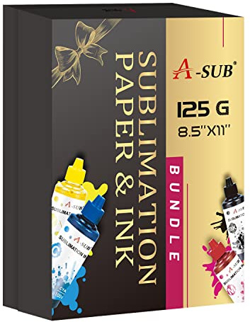 A-SUB Sublimation Paper 125gsm and Sublimation Ink Bundle Kit for Heat Transfer on Tumblers, Tee shirt, Mugs,etc. to Personalize your Holiday Gift