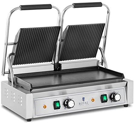 Royal Catering RCPKG-3600-M Doppel-Kontaktgrill geriffelt + glatt 3.600 W Elektrogrill Kontaktgrill Elektrogriller