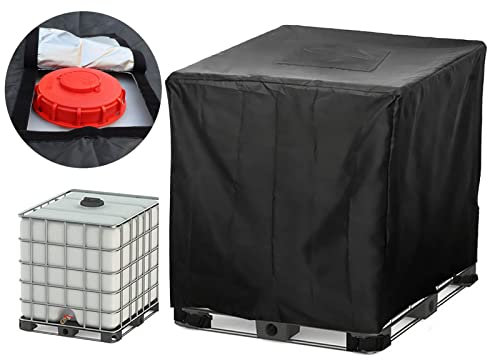 SJASD IBC Tote Cover, IBC Water Tank Protective Cover, 300L/600L/800L/1000L IBC Cover,Waterproof Dustproof Ton Barrel Foil Cover,210D Oxford Cloth Sun Protective Hood for Rain Water Tank