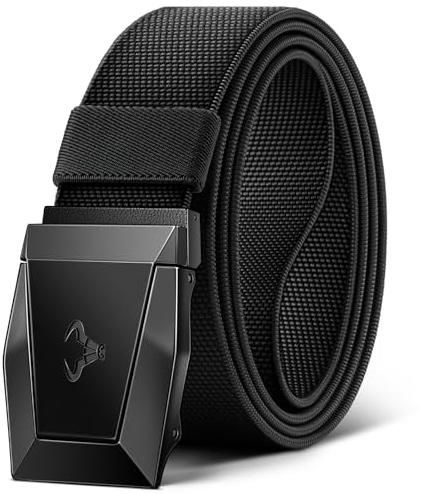 BULLIANT Tactical Belt for Men, Military Hiking Rigger Heavy Duty Nylon Web Work Belt 1.5 with Quick Release Metal Buckle,Black2650,42-46 Waist Adjustable