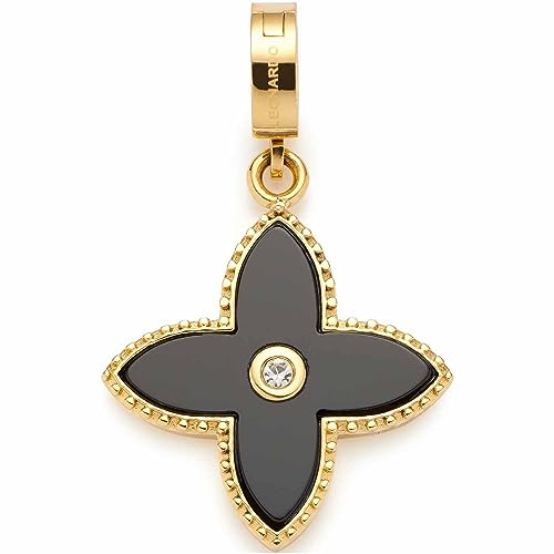 Leonardo Jewels Clip&Mix Gothea Anhänger aus Edelstahl IP Gold, Kettenanhänger mit schwarzem Onyx und Glaskristall, geeignet für Gravur, Schmuck Geschenk, 023268