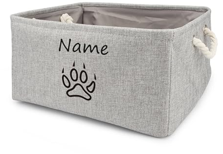 yky Cesto portaoggetti per animali domestici con nome personalizzato, cestino per giocattoli per cani, scatola portaoggetti pieghevole per cani, organizer per giocattoli per animali domestici