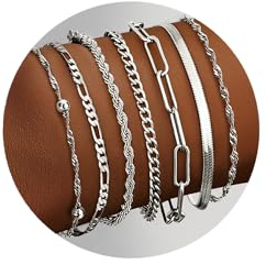 Dochais 5-7 Pcs Gold Armbänder Armband Damen,18k Vergoldet Armband Damen,Cubic Zirkonia Gold Armband Damen,Ketten Armbander Set Modeschmuck Für Damen Mädchen (Silber(7pcs)