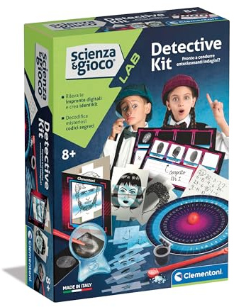 Clementoni - Detective Kit - Scienza e Gioco Lab, Gioco da Investigatore con Kit Rilevamento Impronte Digitali, Bambini 8 Anni, Versione In Italiano, Made In Italy, 19230