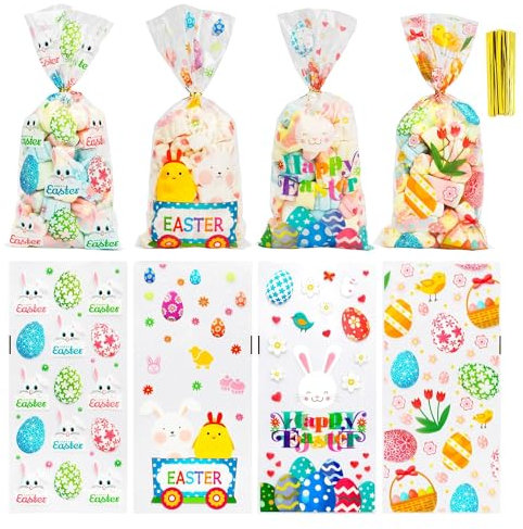 100 Stück Ostern Plätzchentüten,Ostern Cellophantüten,Süßigkeiten Tüten,Cellophantüten,Kleine Tüten Für Süßigkeiten,Candy Tüten,Easter,Tüte Für Süßigkeiten,Süßigkeiten Tütchen