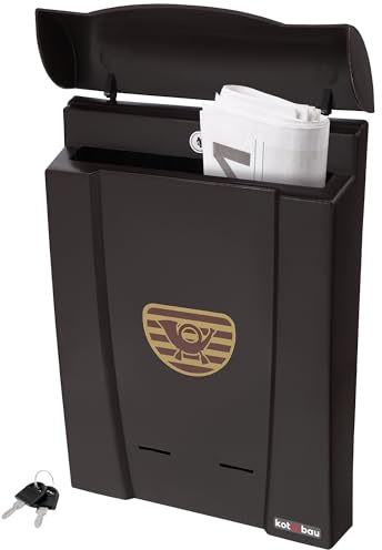 KOTARBAU® Briefkasten Kunststoff PVC Briefkasten Braun 40x28 cm Briefkasten wetterfest mit Schlüssel Briefkasten ohne Zeitungsfach Briefkasten groß Briefkästen