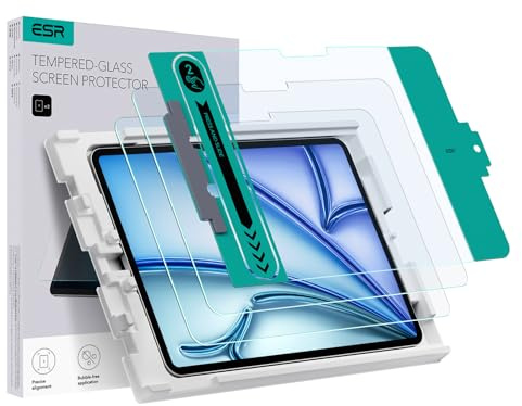 ESR 2 Stück, für iPad Air 11 Zoll M4/M3/M2 (2026/2025/2024) für Panzerglas, Schutzfolie für iPad Air 8. /7. /6. Generation, 9H Gehärtetes Glas mit Einfach Anzubringender Ablage, Kratzfest, HD-Klarheit