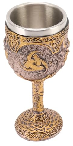 SUPBEI Cáliz Cáliz Vikingo Nórdico, Copa de Vino Retro, Copa Medieval, Taza de Cerveza de Acero Inoxidable para Cócteles, Whisky, Vino Tinto