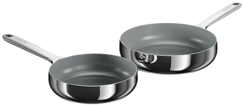 BergHOFF Home Ensemble de poêles – 2 pièces – Antiadhésives sans PFAS – inox – universelles pour tous feux