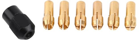Collet Chuck Set 6pcs Brass Sleeves with M8x0 75mm Carbon Steel Cap for Rotary Tools Durable Fast Chucking Secure Clamping Power Tool Accessories