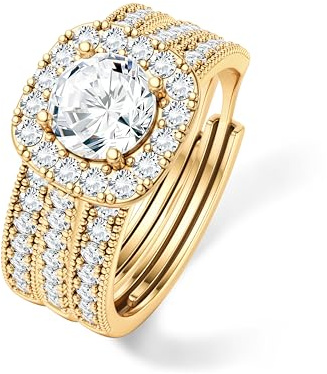 LOLIAS Bague Femme Plaqué Or Bague Acier Inoxydable Femme Doré Lot Bague Couple Reglable Ajustable Fiançailles Femme Bijoux Cadeau Femme