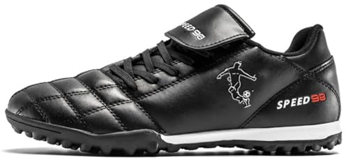 Football Boots Boys Astro Turf Men Indoor Futsal Shoes Unisex Youth Rugby Shoes Adult AG FG TF Wide Training Sneaker Breathable (Black TF,6.5)