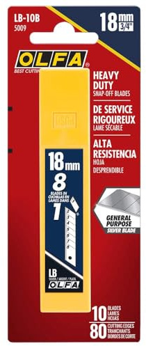 OLFA 18mm Heavy-Duty Snap-Off Blades (LB-10B) - Japanese Steel, 10 Blades