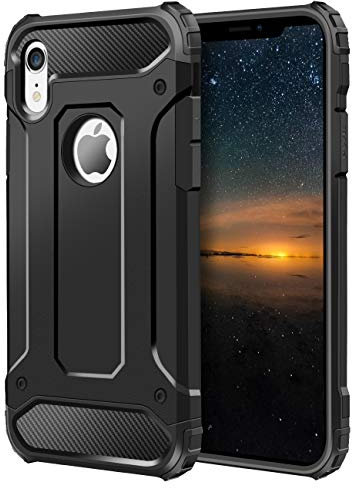 Coolden for iPhone XR Phone Cases Rugged Tough Dual Layer Armor Shockproof Heavy Duty Hard Back TPU Bumper Shock Absorption Protective Case Cover for iPhone XR 6.1 inch (Black)