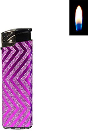SEPILO Accendino glitterato piezoelettrico Soft Flamme, aspetto molto bello con veri motivi di glitter evidenziati (1 accendino (Purpur))