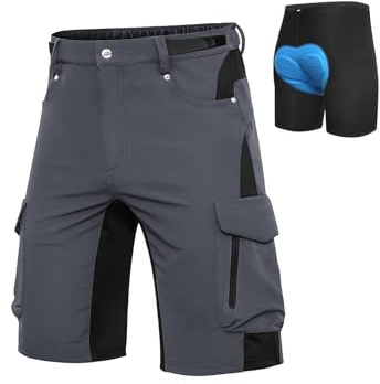 Cycorld MTB-byxor herr cykelbyxor, snabbtorkande MTB shorts herr mountainbike byxor säckig cykelshorts, ventilerande cykelbyxor med krok och fluffigt band