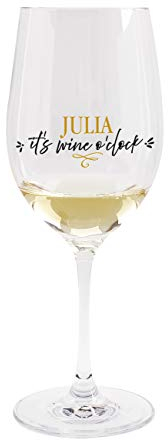 Herz & Heim® Weinglas mit Aufdruck - it's wine o'clock - super Geburtstagsgeschenk