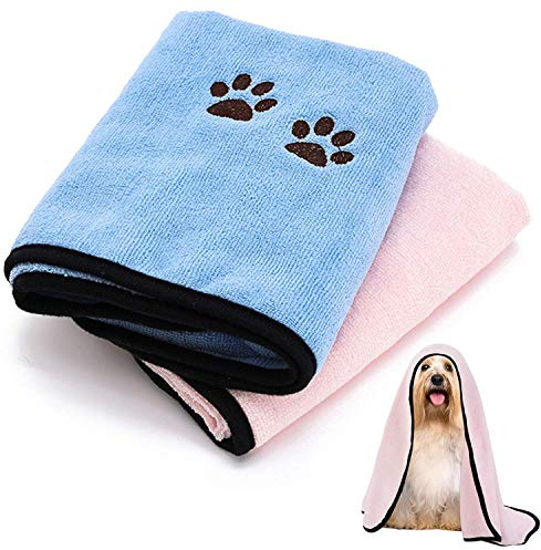 TAIYUNWEI Haustier Badetuch,2 STÜCK Handtücher für Haustiere|Schnelltrocknendes Handtuch für Hund|Ganz Weich und Bequem Saugfähige Handtücher für Hund&Katze|Ideal für Kleine/Mittlere Tiere