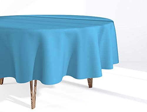 Market-Alley Tischdecke Tischwäsche Pflegeleicht Tischtuch Tischdekoration Tafeltuch Uni einfarbig rund (113 Hellblau ; rund 100cm)