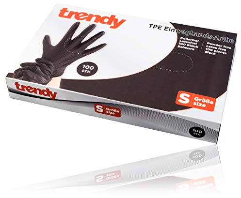 Bock op Kölle 100x TPE Einweghandschuhe schwarz S-XL Puderfrei & Latexfrei Einmalhandschuhe (S)