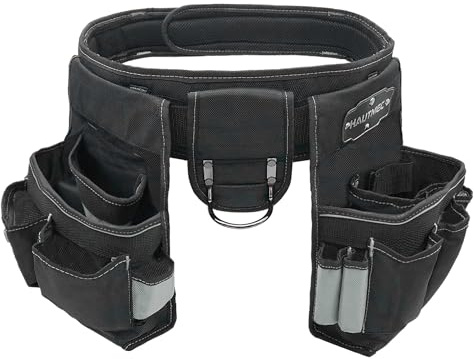 HAUTMEC Heavy-Duty Electricians Work Tool Belt, 20-Pocket 3-in-1 Ventilated Work Belt, Heavy Duty Combo Tool Belt, Detachable Padded 1680-Denier Tool Pouch Bag (Fits Large 37-42 Inch Waist)