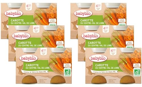 Babybio - Petits Pots Carotte du Val de Loire 2x130 g - 4+ Mois - BIO - Lot de 6