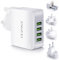 Travel Adapter 4 USB Universal Charger Plug Adaptor 22W 4.4A Multi USB Wall Plug with UK EU USA AUS Japan Plug Worldwide Universal Power Adapter for iPhone, iPad, Android, Tablet