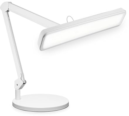 Neatfi XL Lampada da Lavoro LED per Tavolo Manicure, Hobby, Banco da Lavoro e Ufficio – Luce da Scrivania con Testa da 56 cm | 4 Livelli di Luminosità (Bianco, Non-CCT con base)