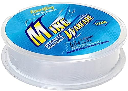 Angelschnur 100M Angelschnur transparent,Nylonfaden Fishing line Nylonfaden transparent reißfest Angelschnüre Angelsehne extra stark Angelleine Angel Schnur.(6.0Typ-0.4mm/100M)