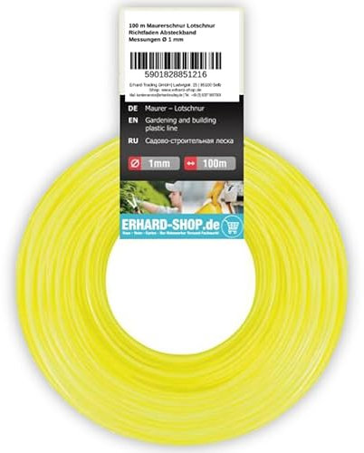 Filo da muratore in plastica giallo neon per lavori di giardinaggio e fai da te, aiuto di precisione extra visibile