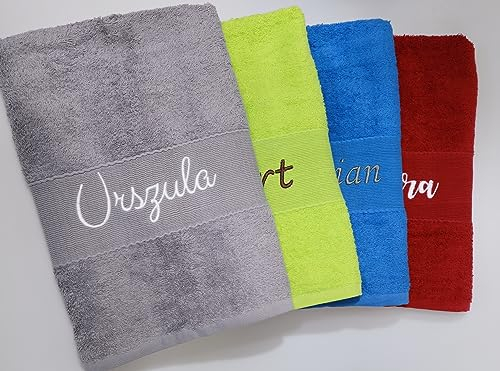 BotoHome Personalisiertes Handtuch Grau 70x140 cm 100% Baumwolle mit Name Bestickt Oeko-TEX Qualität 500 g/m² Geschenkidee für jeden Anlass (Grau, 70 x 140 cm)