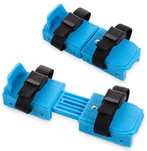 BOXOB Pattini da Ghiaccio per Bambini, Regolabili Doppi Scivoli Ice Skates con Cinghie di Fissaggio a Gancio e Anello, Mantenimento della Stabilità Accessori per Pattinaggio per Principianti (Blu)