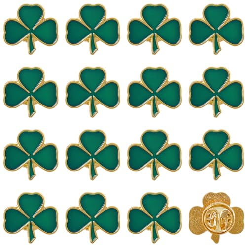 SUNNYCLUE 1 Boîte 20Pcs Broche en Émail Chanceux Trèfle Flip Pin Broche Trèfle Preference Bonne Chance Vert Pin Irlande Chapeau De Fête Cadeau Sac à Dos pour St Patrick's Day Badge Femme