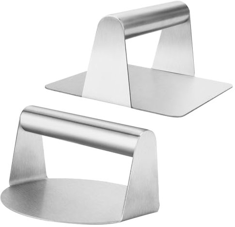 JIEHIN Lot de 2 presses à hamburger rondes en acier inoxydable + presse à hamburger Smash carrée anti-adhésive pour hamburgers, hamburgers, hamburgers, barbecues