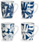 ONEMORE Lot de 4 tasses à café en porcelaine avec poignées, pour latte, cappuccino, thé, cacao, passent au micro-ondes, au lave-vaisselle, résistantes aux rayures – 355 ml