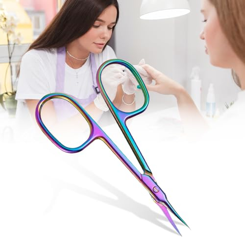 Nagelhautschere Extra Fein, Profi Nagelhautschere Cuticle Cutter Nagelhautschneider Edelstahl Cuticle Remover Cuticle Remover mit Gebogener Spitze, Maniküre Schere für Fuß und Fingernägel Nagelhaut