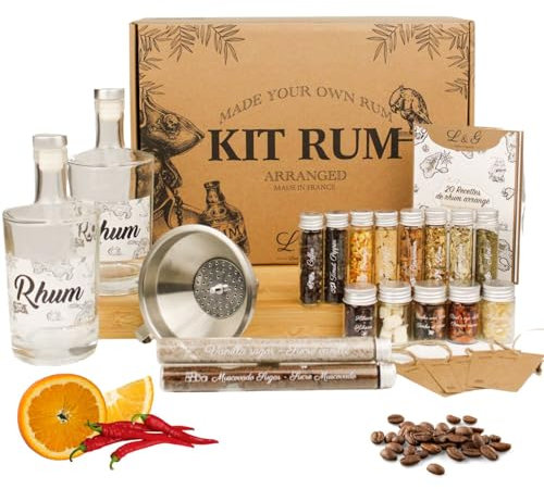 L&G® - Kit préparation et infusion rhum arrangé - Idées cadeaux - Coffret cadeau rhum diy dégustation surprise - noel, saint valentin, fêtes, anniversaire - fabriqué en France - ingrédients de qualité