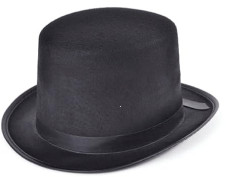 Black Felt Top Hat Fancy Dress Costume Magician Hat with Ribbon One Size