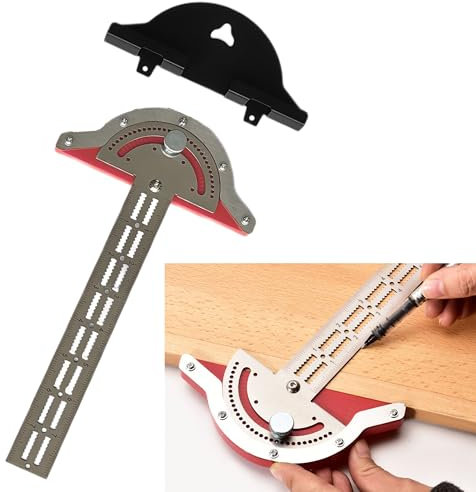 Syiyunran Goniometro per Cercatore D'Angolo Righello - Plata 1pc De Marcado PrecisióN En Una Popular Herramienta Carpintero Mitre Multiusos Ajustable Escuadra Escuadras Regla Metalica