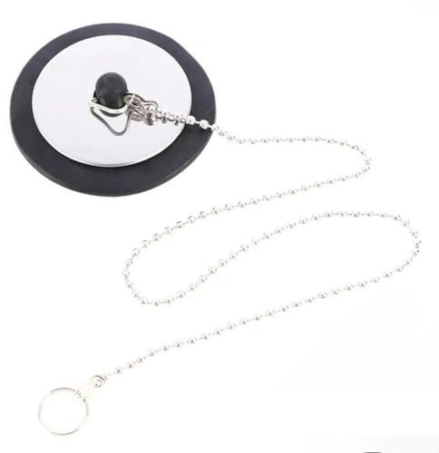 Bouchon de baignoire universel avec chaîne, bouchon de vidange de rechange pour salle de bain, cuisine, bouchon d'évier en caoutchouc avec chaîne en acier inoxydable