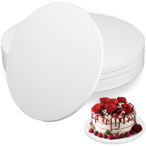 5 Sottotorte Tondi - Vassoio per Torte Rotondo - Vassoi per Dolci, Diametro 30 cm /12, Spessore 12 mm, Cartone Ondulato con Rivestimento in Alluminio, Adatti per Torte e Dessert 8-11 Pollici