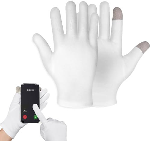 3 Paar Baumwollhandschuhe Neurodermitis,Neurodermitis Handschuhe,Baumwollhandschuhe Weiß,Feuchtigkeitsspendende Handschuhe,Nacht Touchscreen Handschuhe Für Trockene Hände,Ekzeme Hand,Reparatur Rissige