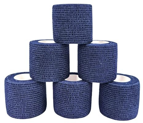Vendaje autoadhesivo COMOmed, vendaje elástico, vendaje para muñeca, vendaje para mascotas, 5 cm (Azul marino, 6 rollos)