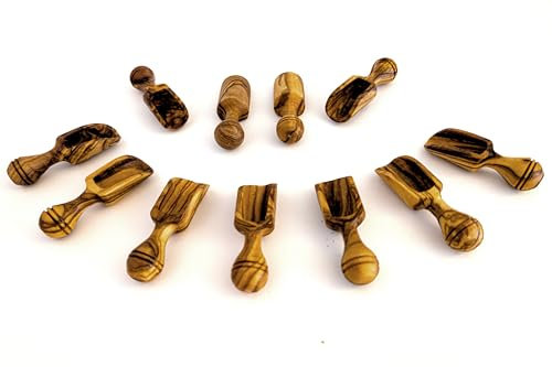 EMNA – Pala de madera de olivo, juego de 11, cucharas para especias, mini cucharas de madera, cucharaditas de madera, cucharas de sal, cucharas de azúcar, cucharas medidoras de café, cuchara de