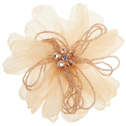 OUNONA Broche Fleur en Tissu Scintillante Dorée Vintage, Épingle à Fleur Légère, Femme Adulte, Accessoire Mode Élégant pour Vêtements et Événements, Taille Petite